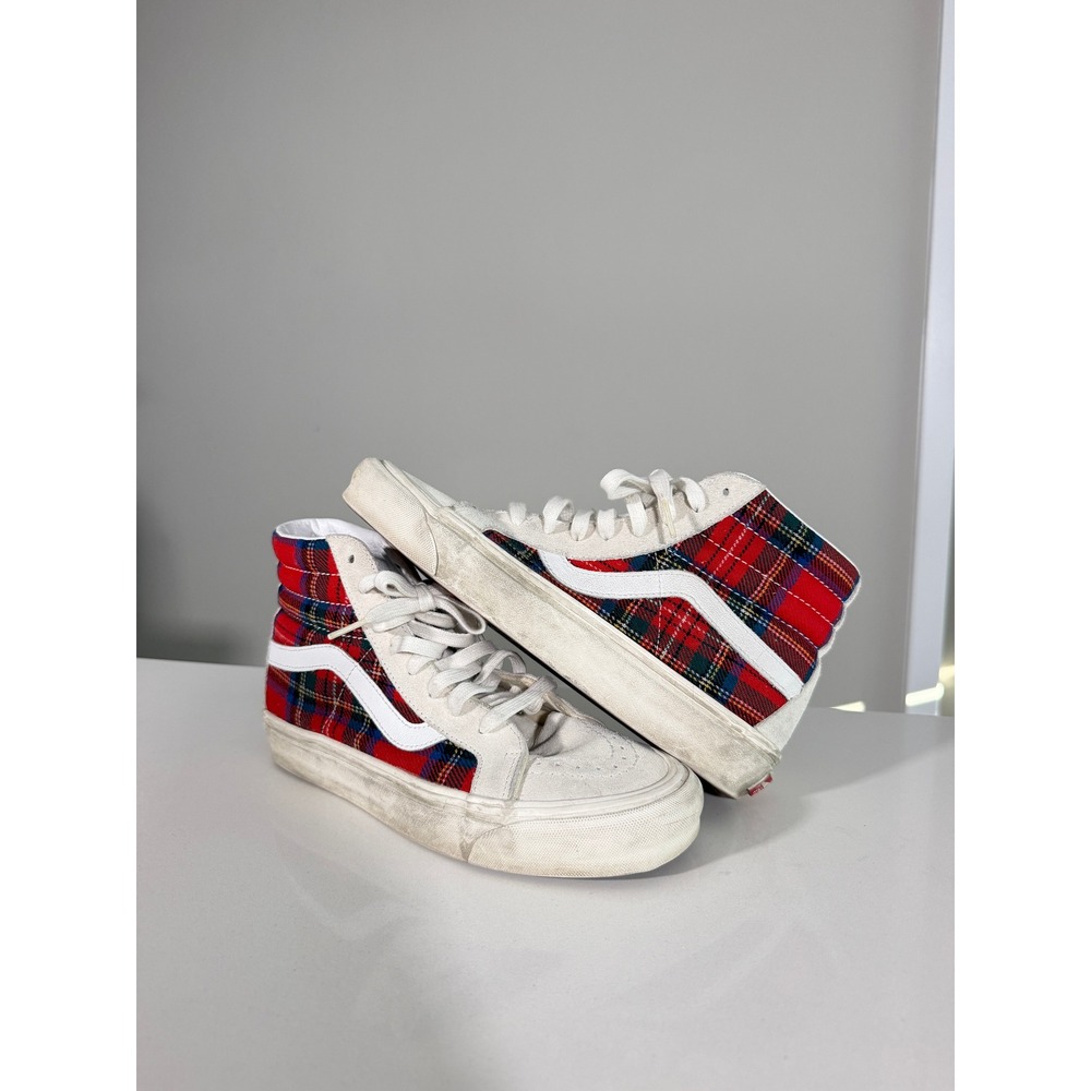 Vans Sk8-Hi Pendleton Men 8 Women 9.5 Red Plaid Tartan Suede Sneakers